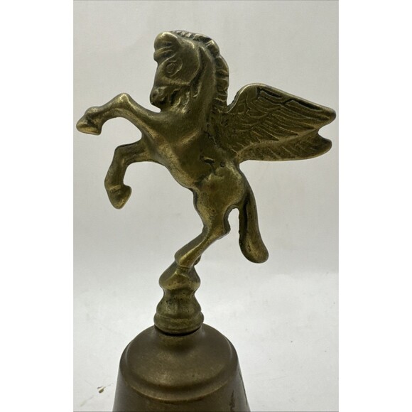 Brass Bell With Pegasus Winged Horse Handle Vintage 5.5" - Picture 2 of 4